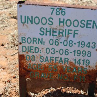 SHERIFF Unoos Hoosen 1943-1998