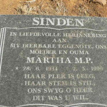 SINDEN Martha M.P. 1934-1996