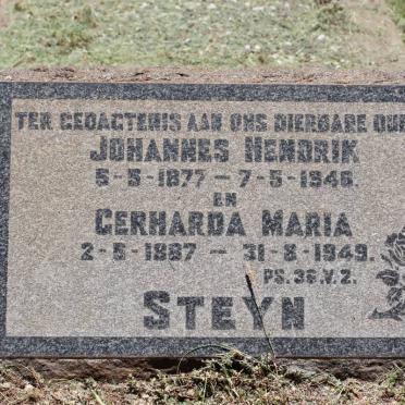 STEYN Johannes Hendrik 1877-1945 &amp; Gerharda Maria 1887-1949