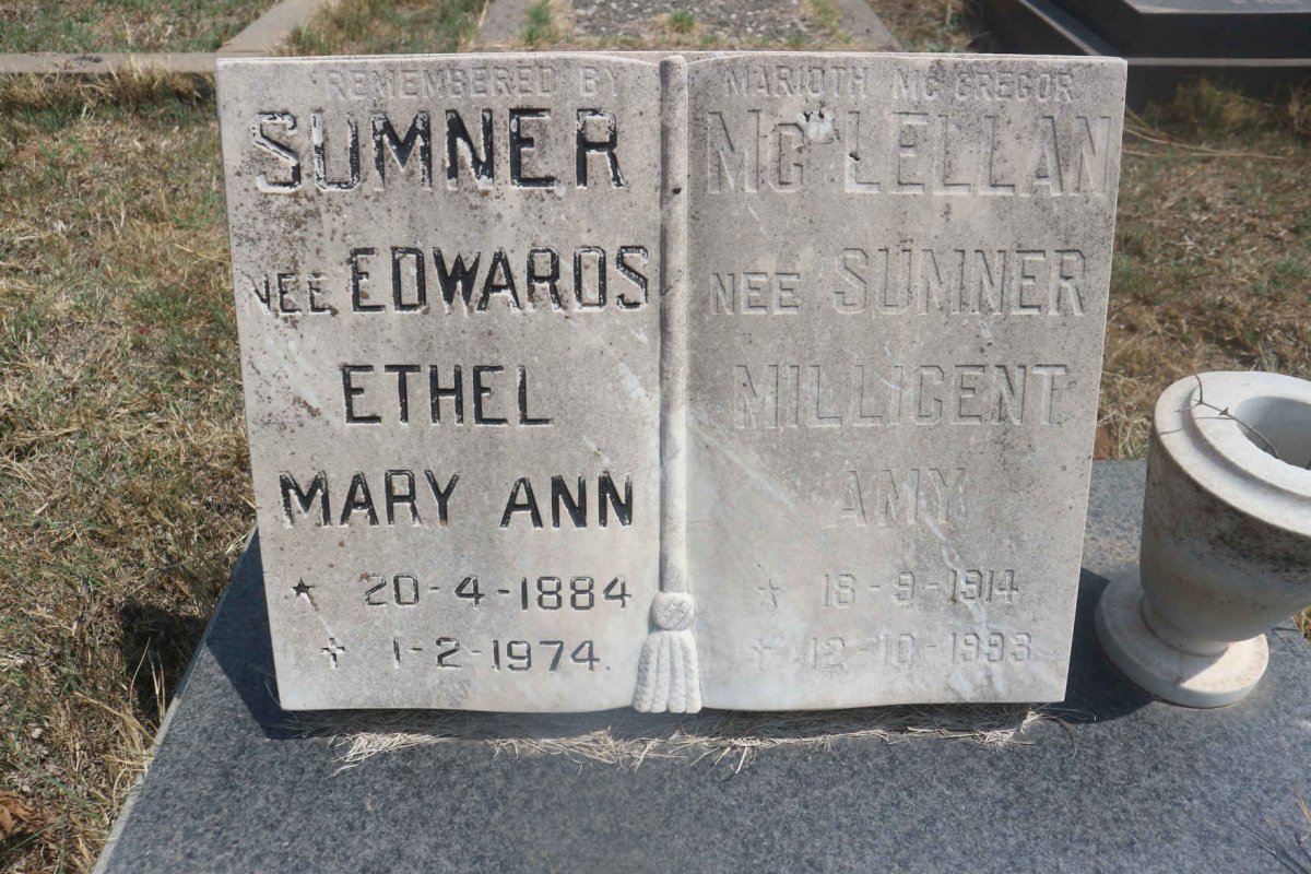 SUMNER Ethel Mary Ann nee EDWARDS 1884-1974 :: MCLELLAN Millicent  Amy nee SUMNER 1914-1993