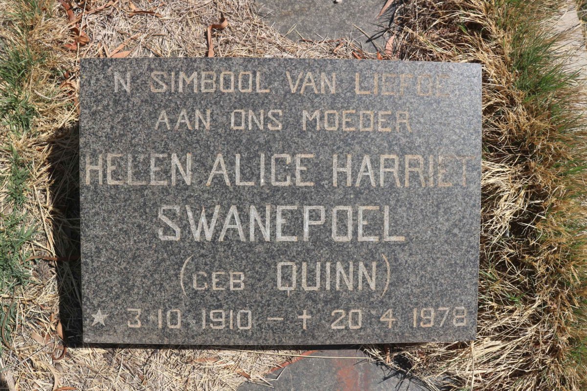 SWANEPOEL Helen Alice Harriet nee QUINN 1910-1978