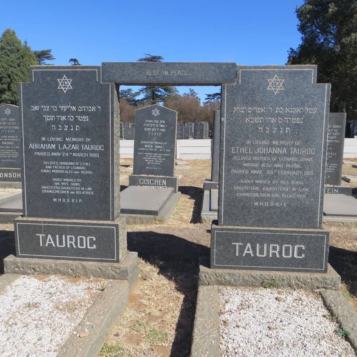 TAUROG Abraham Lazar -1960 &amp; Ethel Johanna -1960