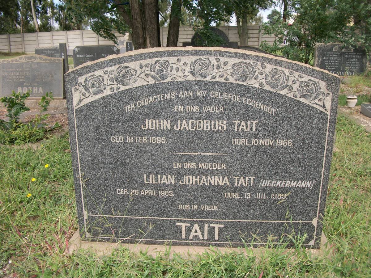 TAIT John Jacobus 1895-1955 &amp; Lilian Johanna UECKERMANN 1903-1989