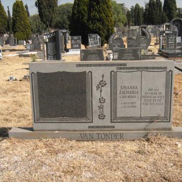 TONDER Johanna Zacharia, van nee BERGH 1937-1996