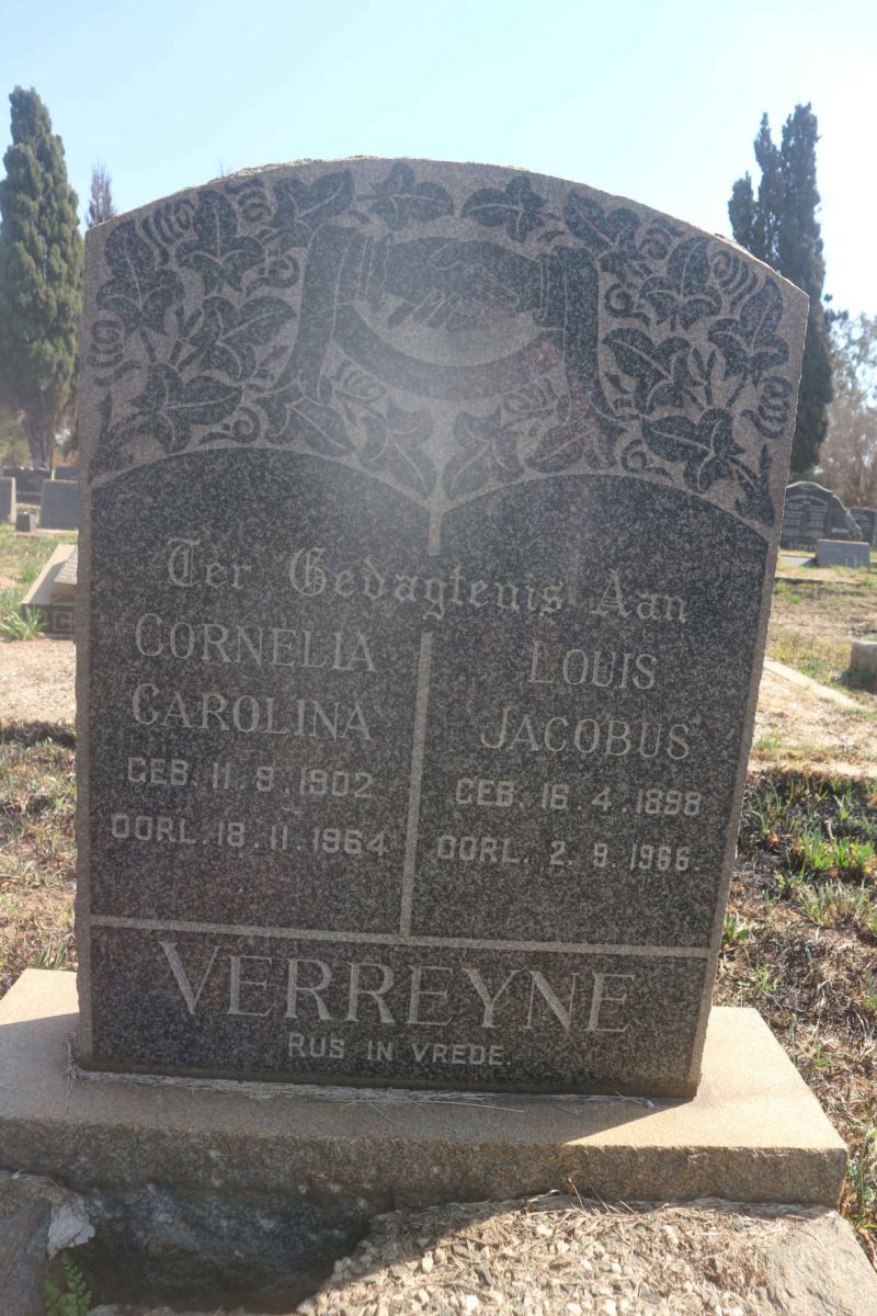 VERREYNE Louis Jacobus 1898-1966 & Cornelia Carolina 1902-1964