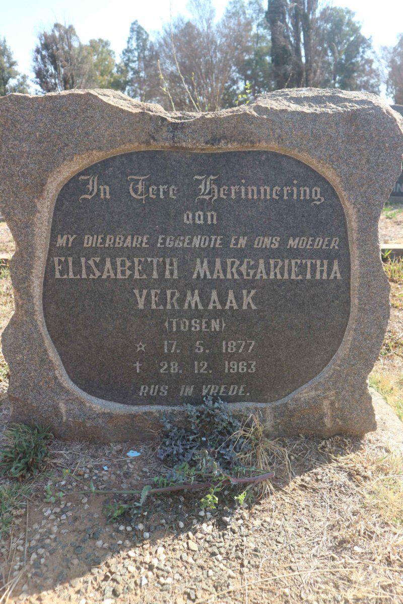 VERMAAK Elisabeth Margarietha nee TOSEN 1877-1963