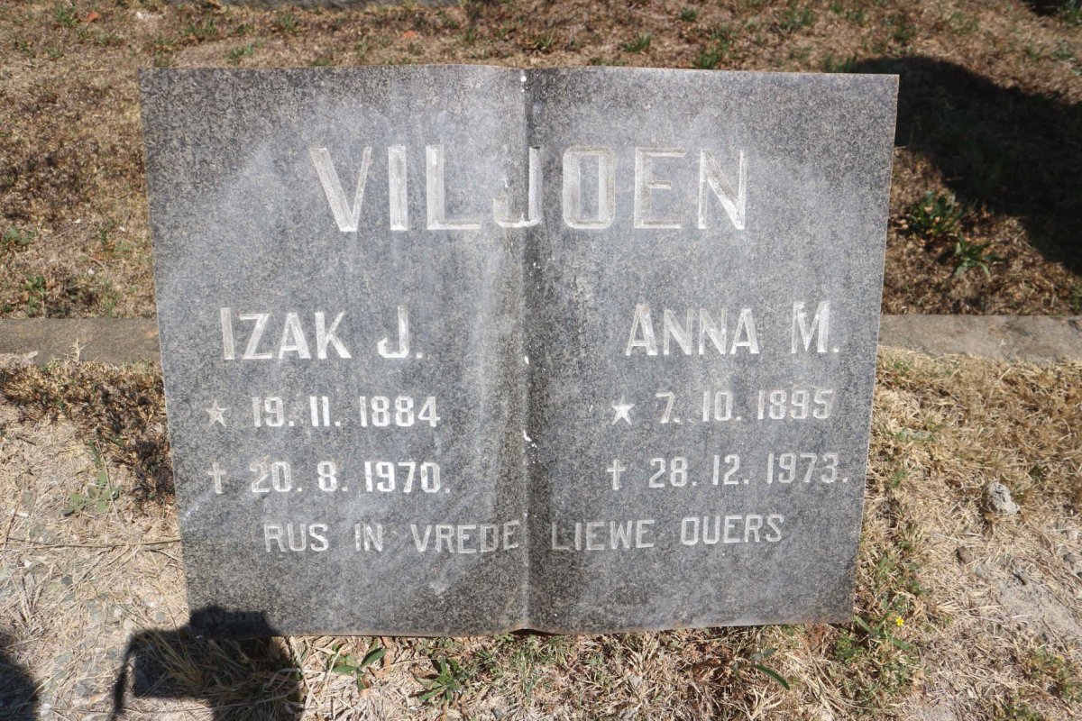 VILJOEN Izak J. 1884-1970 &amp; Anna M 1895-1973