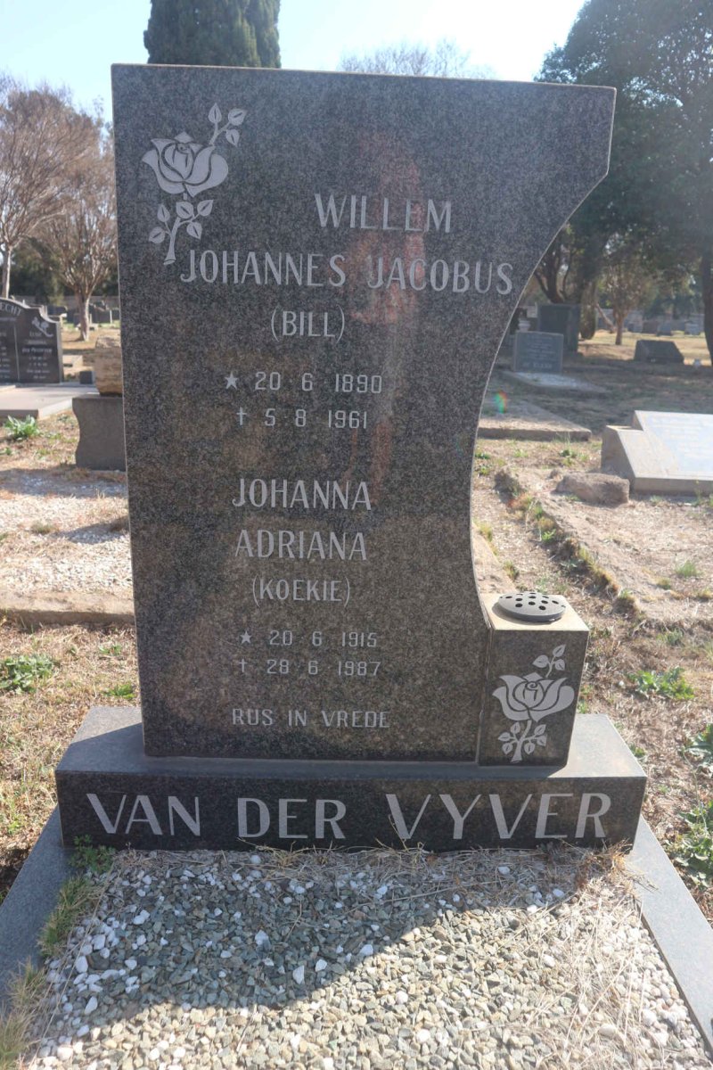 VYVER Willem Johannes Jacobus, van der 1890-1961 & Johanna Adriana 1915-1987
