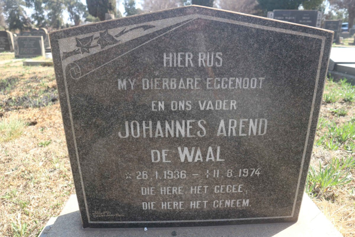 WAAL Johannes Arend, de 1936-1974