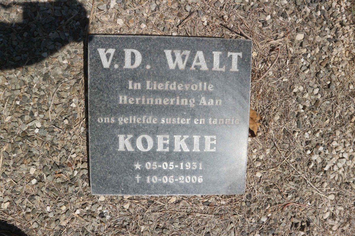WALT Koekie, v.d. 1931-2006