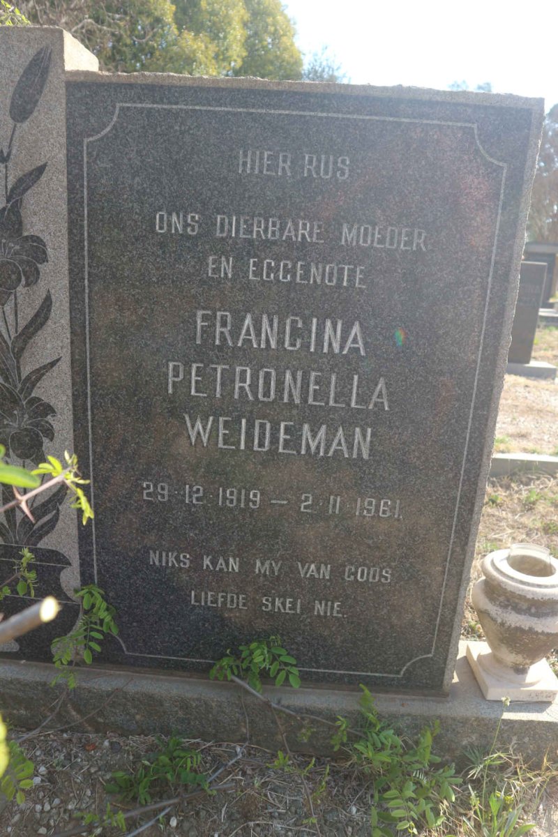 WEIDEMAN Francina Petronella 1919-1961
