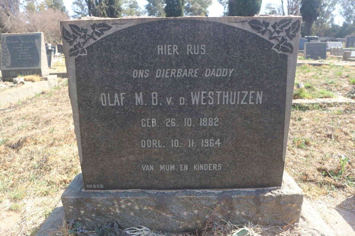 WESTHUIZEN Olaf M.B., v.d. 1882-1964