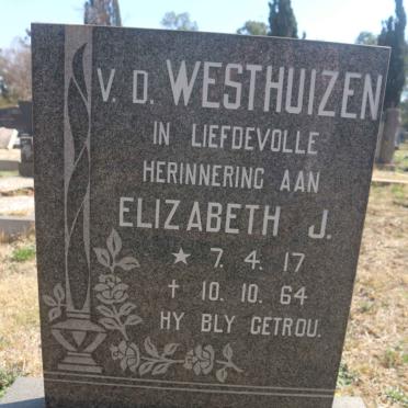 WESTHUIZEN Elizabeth J., v.d. 1917-1964