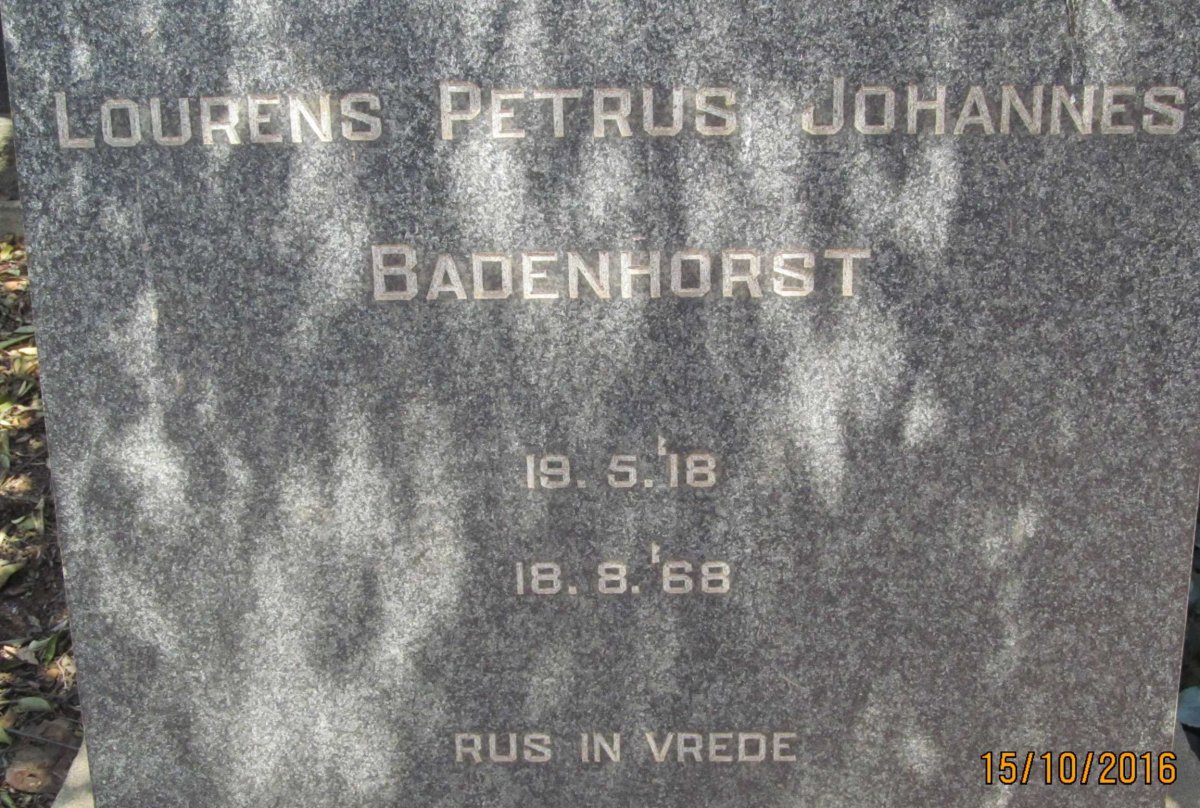 BADENHORST Lourens Petrus Johannes 1918-1968