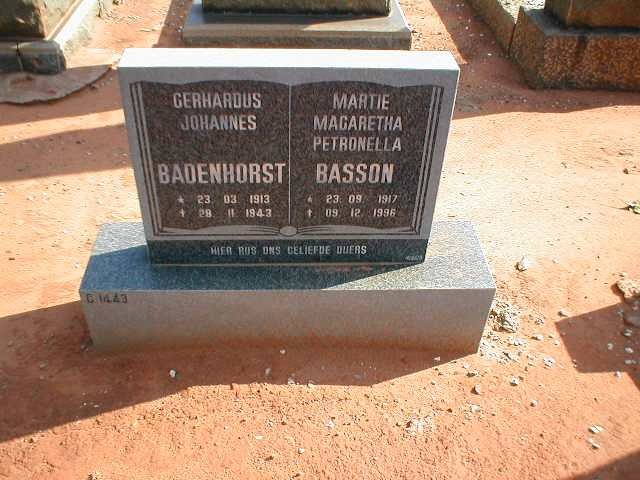 BADENHORST Gerhardus Johannes 1913-1943 &amp;  Martie Magaretha Petronella BASSON 1917-1996