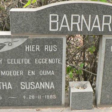 BARNARD Jan Hendrik 1918- &amp; Martha Susanna 1915-1985