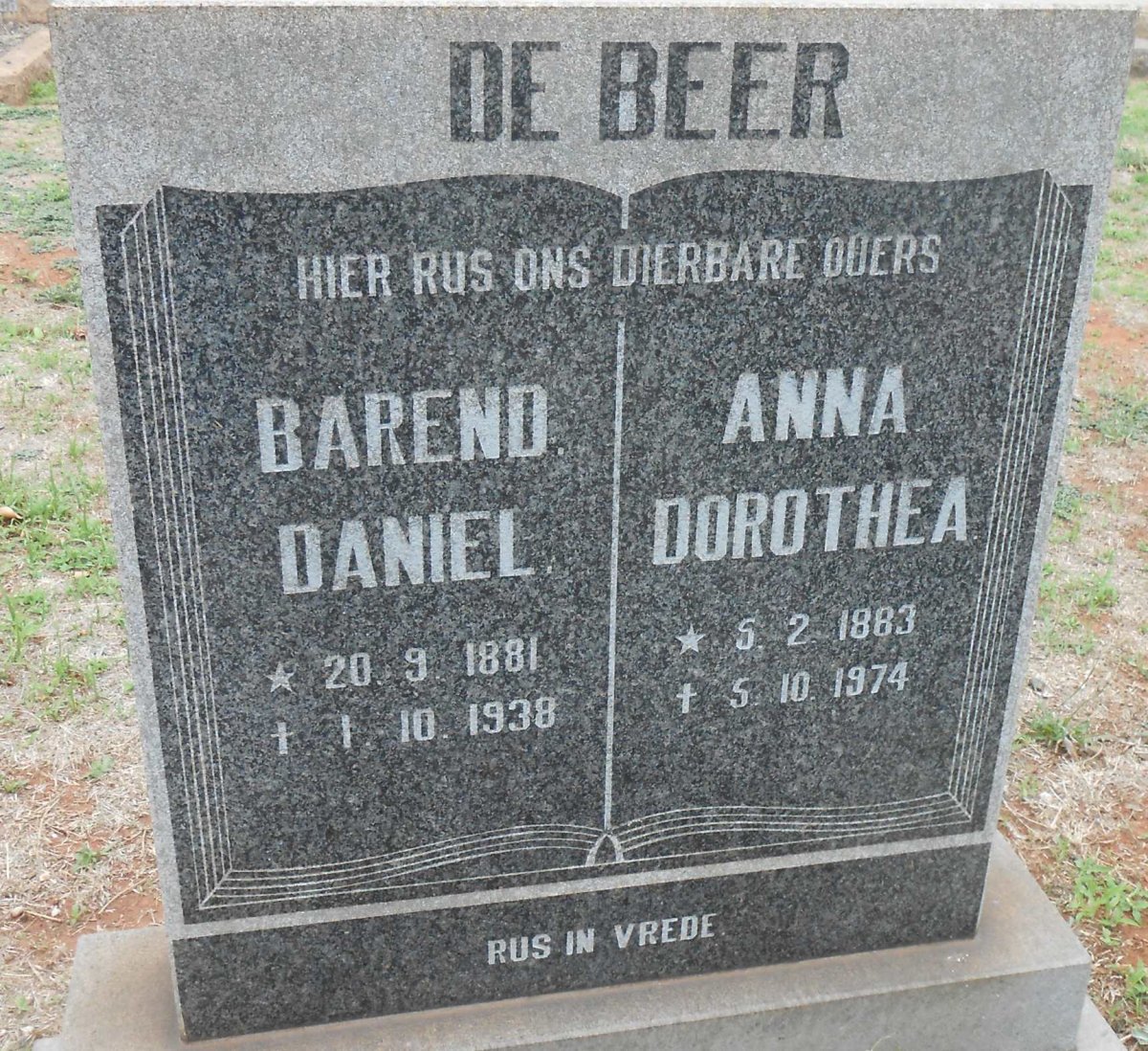 BEER Barend Daniel, de 1881-1938 &amp; Anna Dorothea 1883-1974