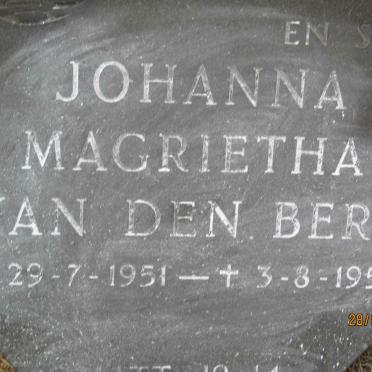 BERG Johanna Magrietha, van den 1951-1951