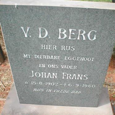 BERG Johan Frans, v.d. 1902-1960