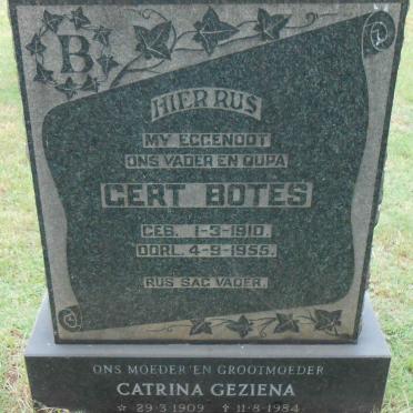 BOTES Gert 1910-1955 &amp; Catrina Geziena 1909-1984