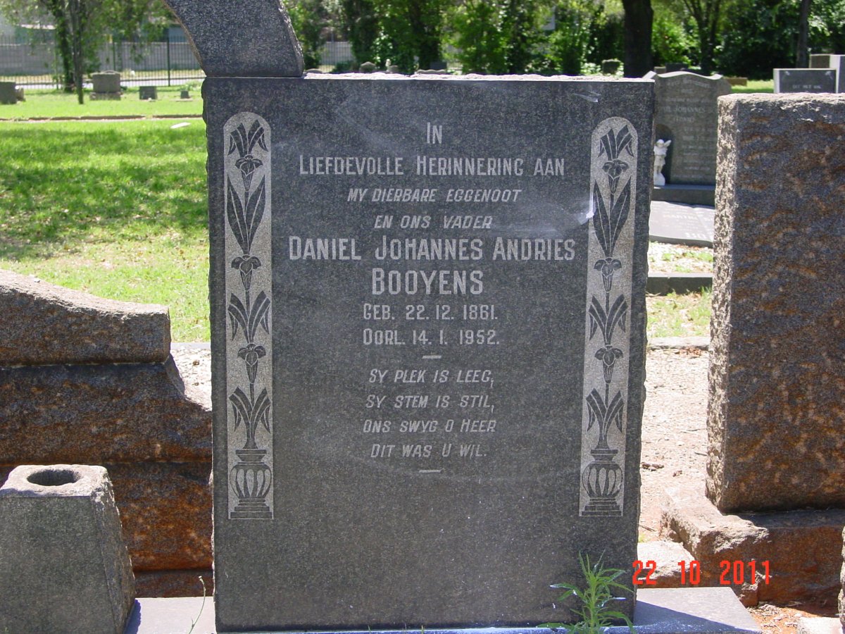BOOYENS Daniel Johannes Andries 1861-1952