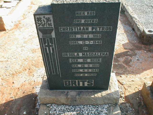 BRITS Christiaan Petrus 1865-1946 &amp; Ursula Magdalena DE BEER 1865-1949