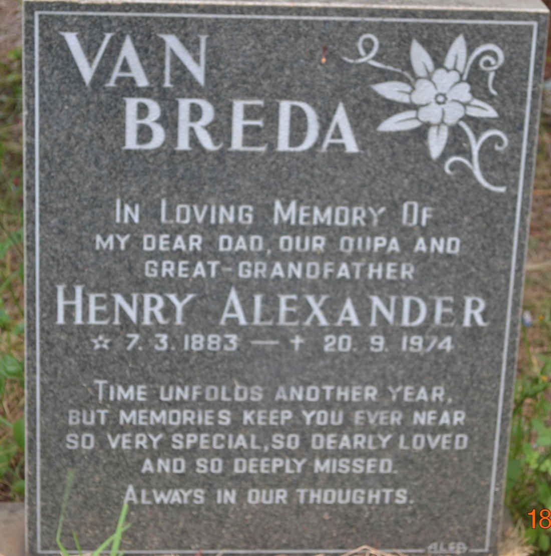 BREDA Henry Alexander, van 1883-1974