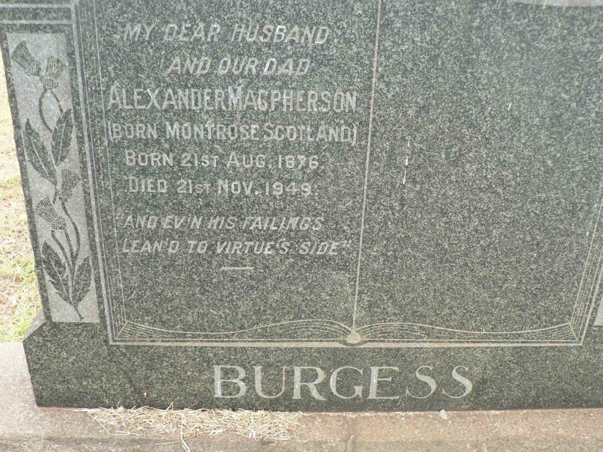 BURGESS Alexander Macpherson 1876-1949
