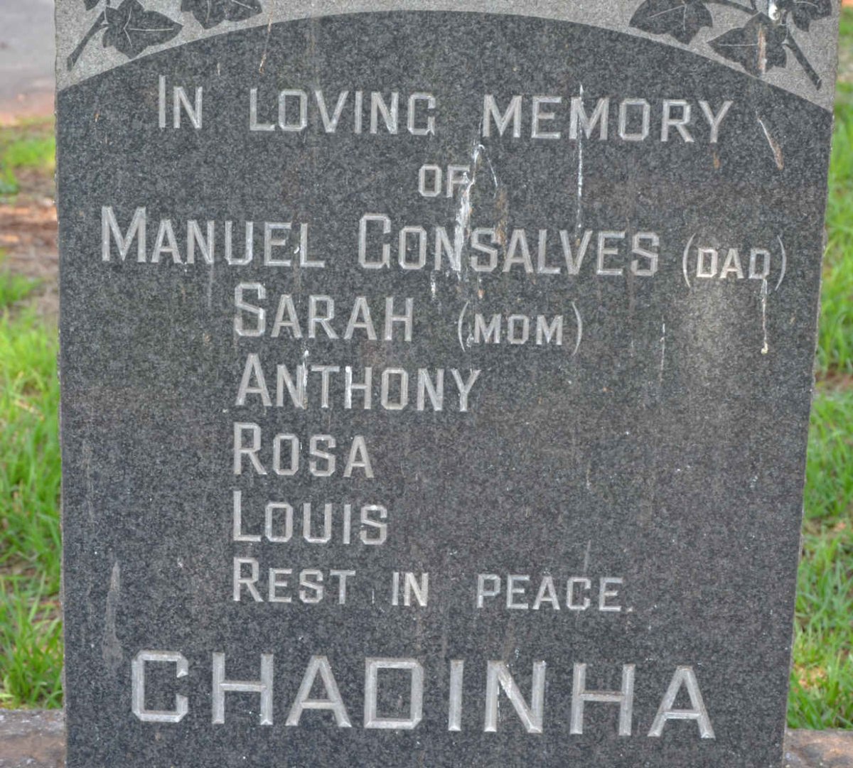 CHADINHA Manuel Gonsalves &amp; Sarah :: CHADINHA Anthony :: CHADINHA Rosa :: CHADINHA Louis