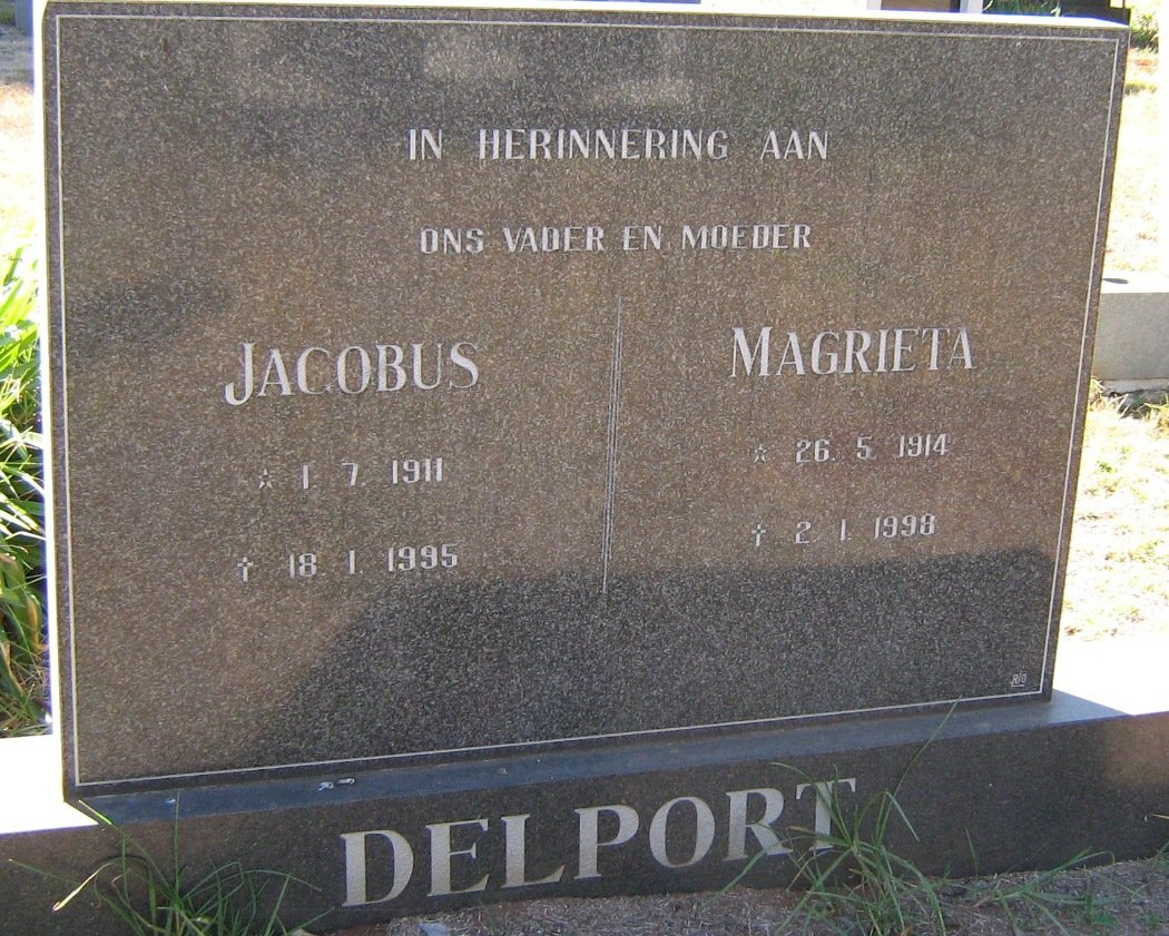 DELPORT Jacobus 1911-1995 &amp; Magrieta 1914-1998