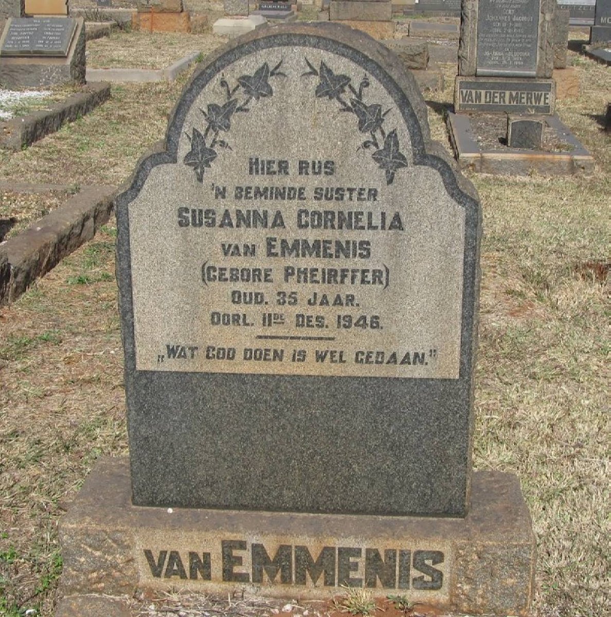 EMMENIS Susanna Cornelia, van nee PHEIRFFER -1946