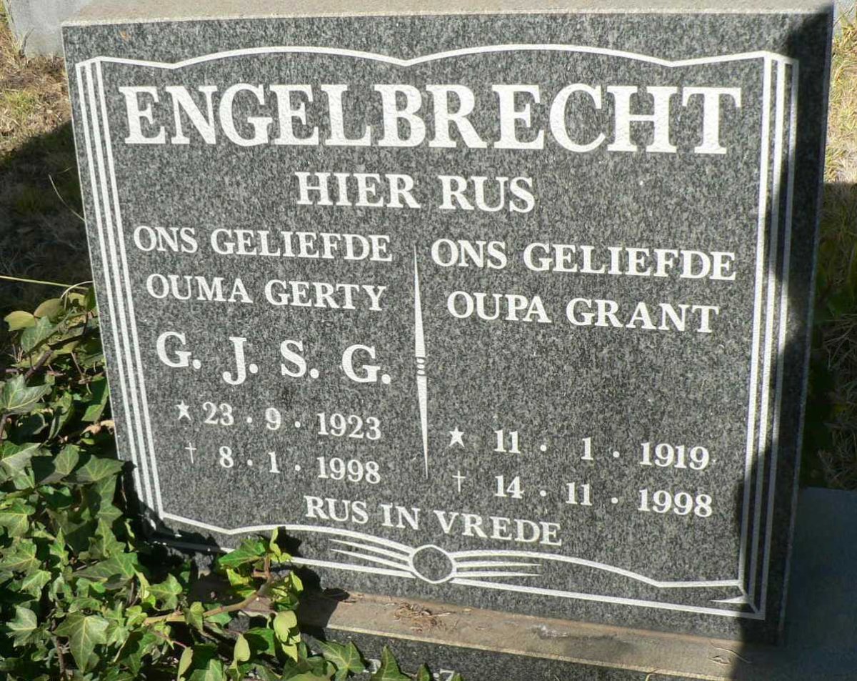 ENGELBRECHT Grant 1919-1998 &amp; G.J.S.G. 1923-1998