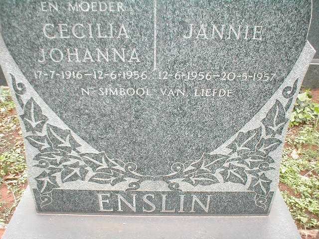 ENSLIN Cecilia Johanna 1916-1956 :: ENSLIN Jannie 1956-1957