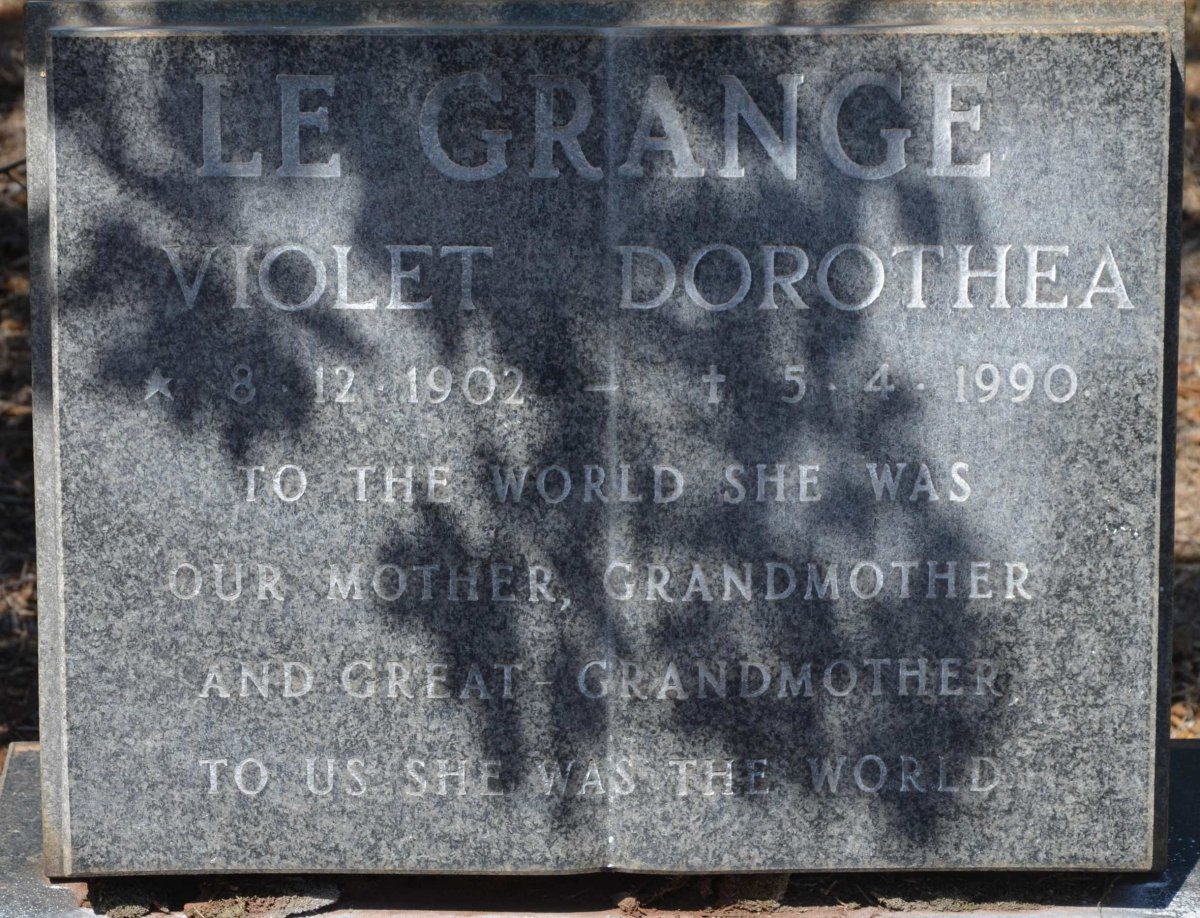 GRANGE Violet Dorothea, le 1902-1990
