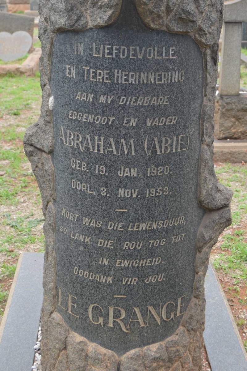 GRANGE Abraham, le 1920-1953