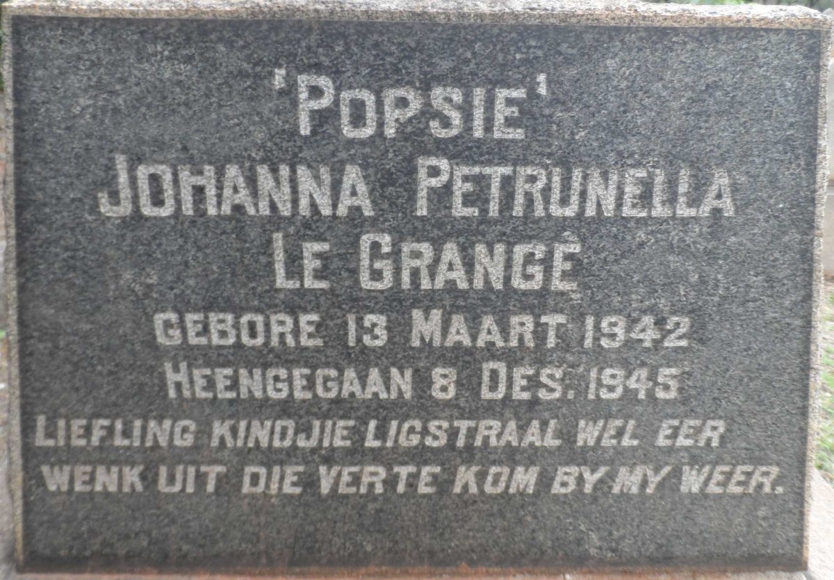 GRANGE Johanna Petrunella, le 1942-1945
