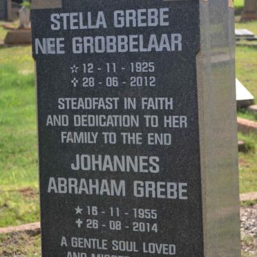 GREBE Stella nee GROBBELAAR 1925-2012 :: GREBE Johannes Abraham 1955-2014