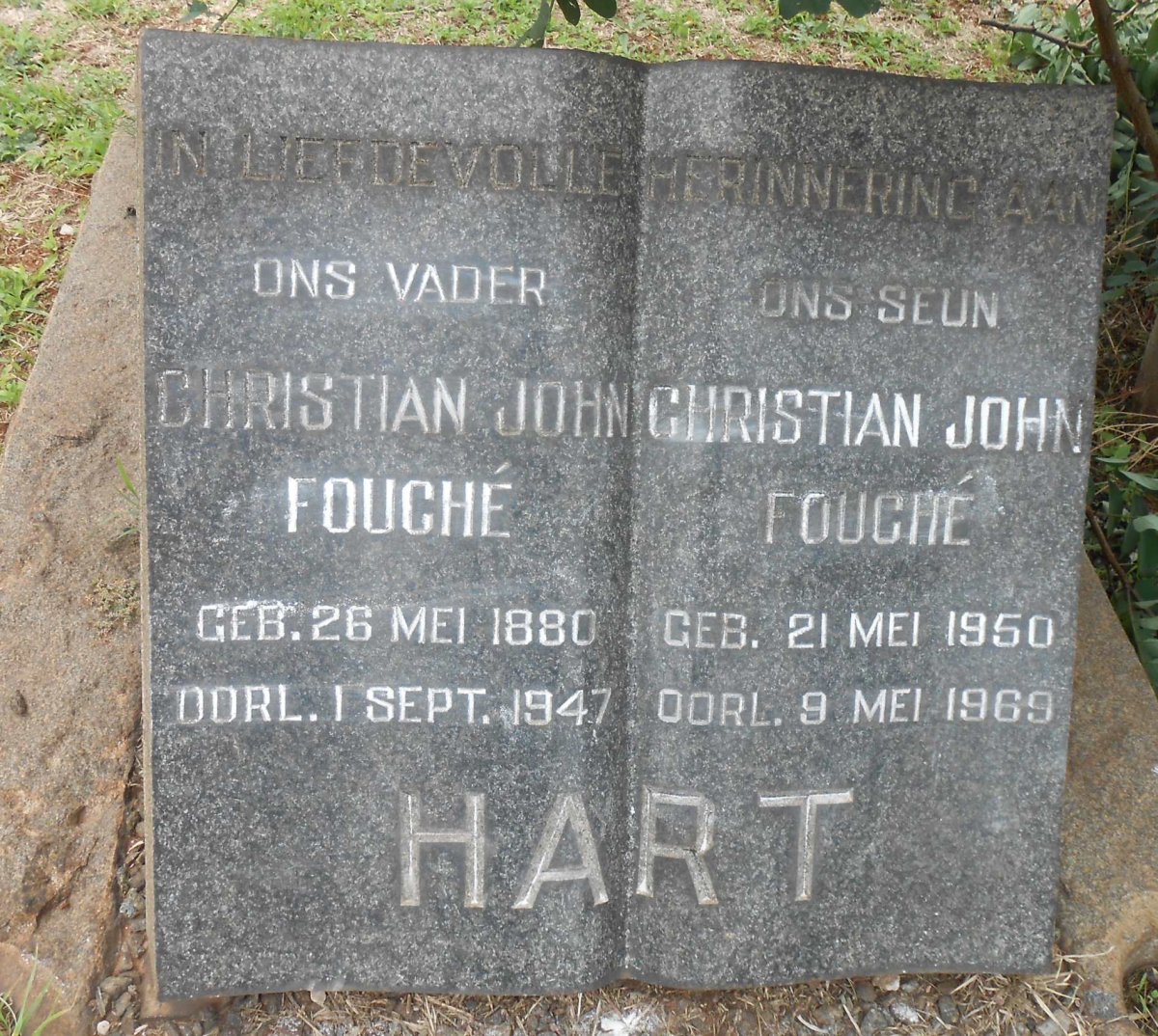 HART Christian John Fouché 1880-1947 :: HART Christian John Fouché 1950-1969