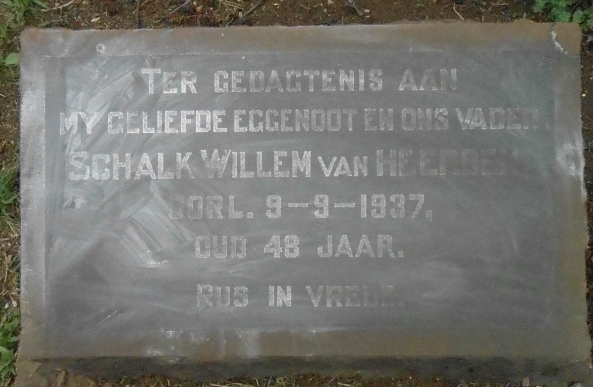 HEERDEN Schalk Willem, van -1937