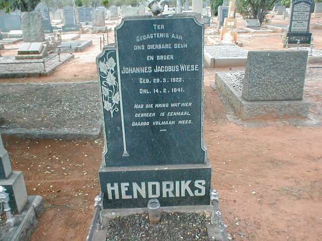 HENDRIKS Johannes Jacobus Wiese 1922-1941