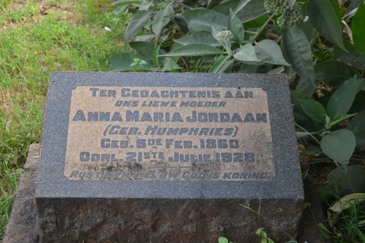 JORDAAN Anna Maria nee HUMPHRIES 1860-1928