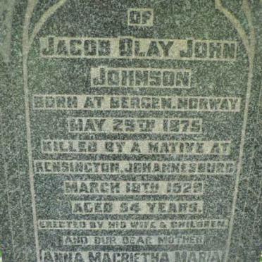JOHNSON Jacob Olay John 1875-1929 &amp; Anna Magrietha Maria 1897-1960