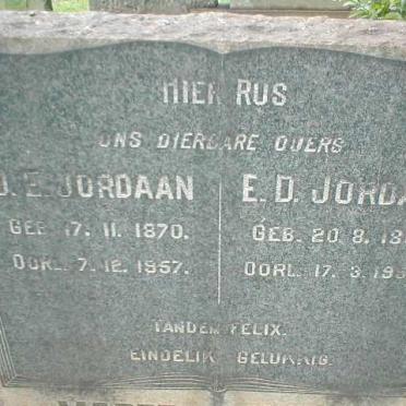 JORDAAN J.E. 1870-1957 &amp; E.D. 1868-1957
