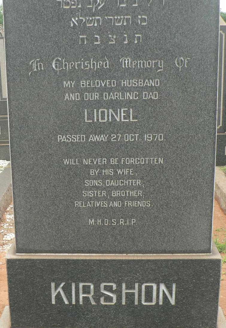 KIRSHON Lionel -1970
