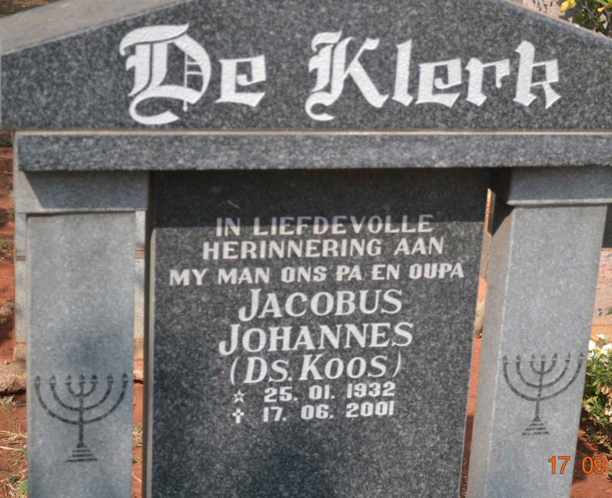 KLERK Jacobus Johannes, de 1932-2001
