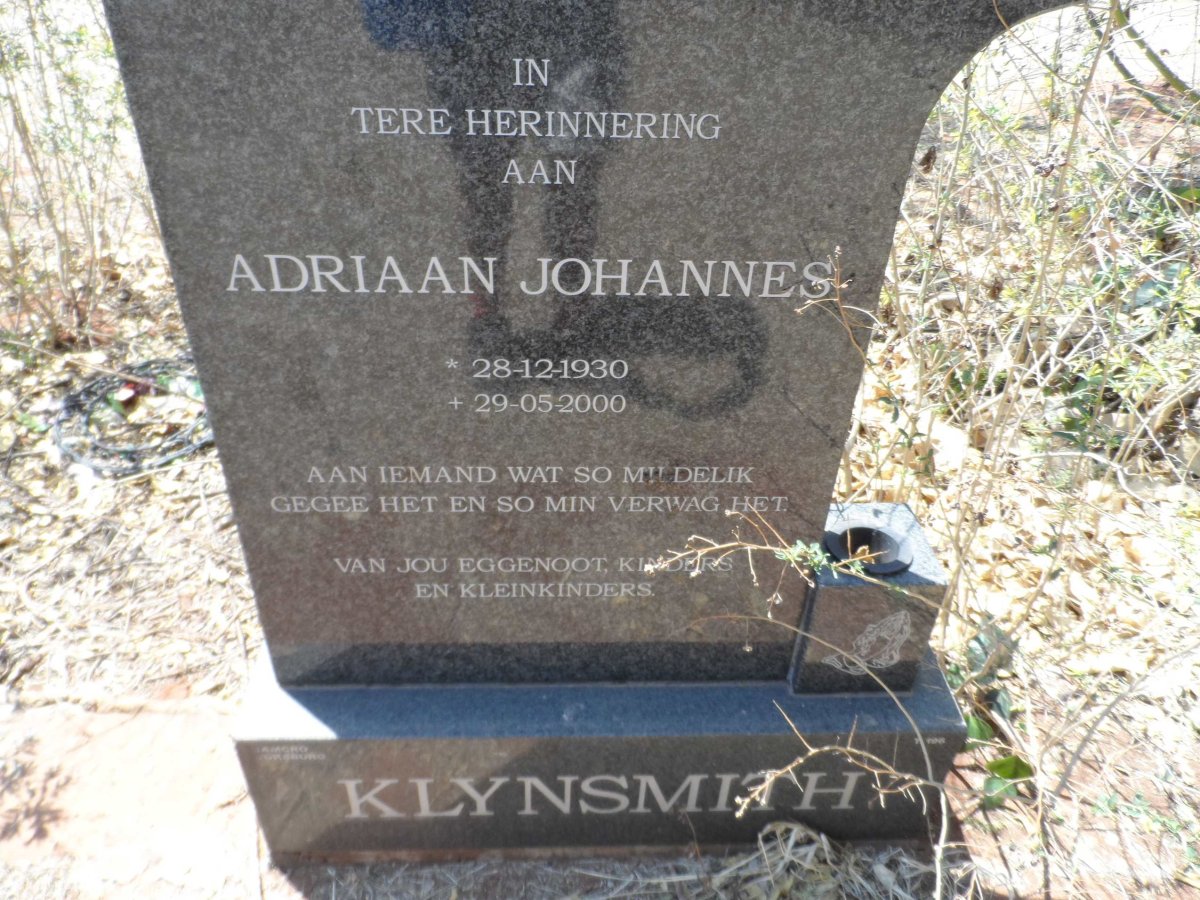 KLYNSMITH Adriaan Johannes 1930-2000