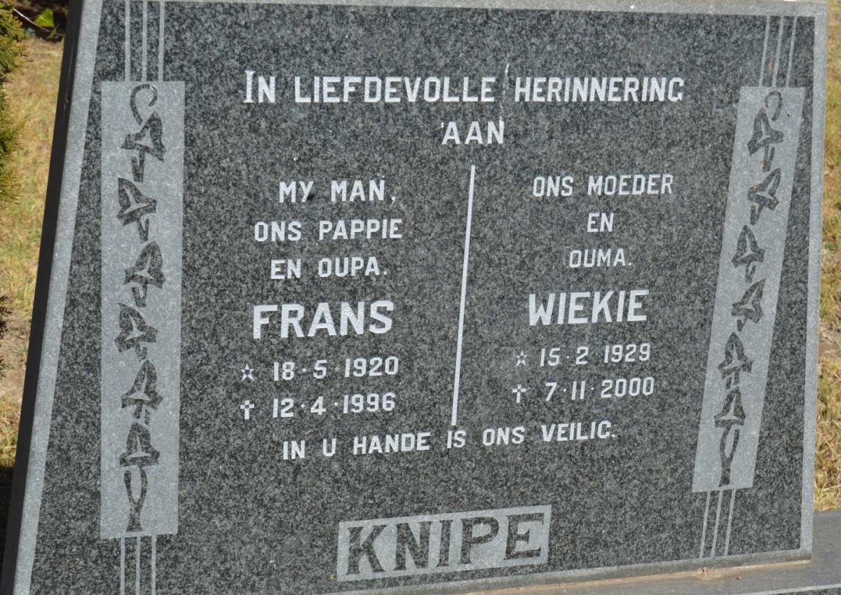 KNIPE Frans 1920-1996 &amp; Wiekie 1929-2000