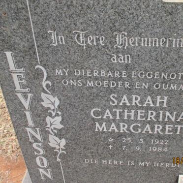 LEVINSON Sarah Catherina Margaret 1922-1984