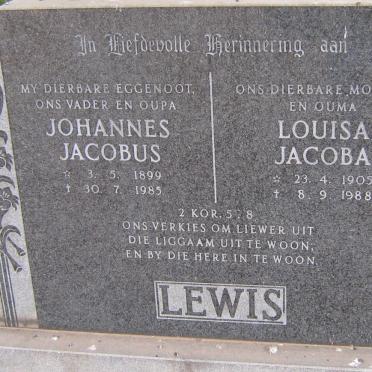 LEWIS Johannes Jacobus 1899-1985 &amp; Louisa Jacoba 1905-1988