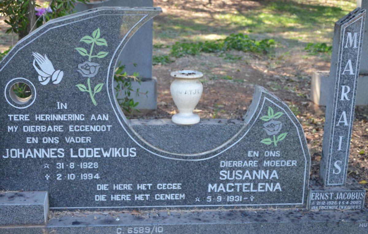 MARAIS Johannes Lodewikus 1928-1994 &amp; Susanna Magtelena 1931- :: MARAIS Ernst Jacobus 1926-2003